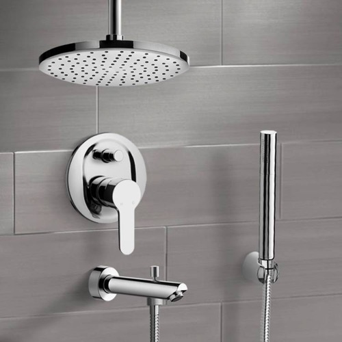 Tub and Shower Faucet Set with Handheld and Ceiling Rain Shower Head Tub and Shower Faucet Set with Handheld and Ceiling Rain Shower Head Remer TSH38